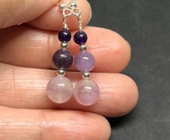Sugilite Genuine Stone .925 Sterling Silver Handmade Earrings RARE
