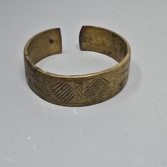 Solid Brass Large Cuff Artisan Unisex Statement Bracelet Vtg W/ Patina 5.4oz