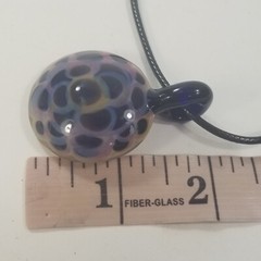 MURANO ART GLASS FLOWER PINK PURPLE RECTANGLE PENDANT NECKLACE SIGNED