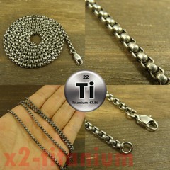 Titanium 3mm Rolo box chain necklace anti-allergy 30 inch length XH283A