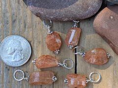 Sunstone and Sterling Silver Nugget Charm