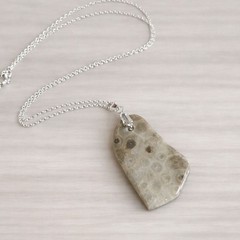 Petoskey Stone Necklace Michigan Fossil Pendant Statement Jewelry