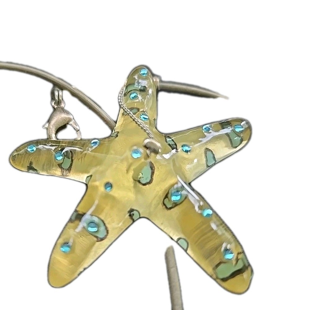 Vtg Orna Lalo Handmade Resin Starfish Necklace 22″