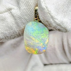 Stunning Australian Opal Pendant Freeform Natural Bright Full Spectrum Color