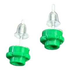 Christmas Handmade Green Stud Flower Earrings using Lego Elements