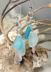 SOFT PASTEL SHADES Sea glass cascade pebble earrings