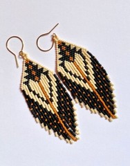 Tribal Earrings Native Large Boho American Seed Beads Handmade Earring
