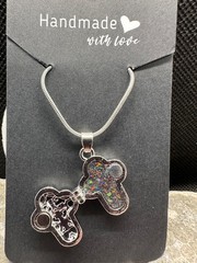 Opal jewelry necklace, Silver cross locket with Crushed Opal in Red/green color