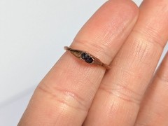 Hand Crafted Copper Black Stone Electroformed Dainty Stacking Ring Sz 4.75 READ