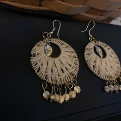 Anju Sachi Collection Bohemian 3” Dangle Neutral Woven Pierced Earrings