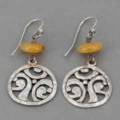 Retired Silpada Sterling Silver Openwork Yellow Serpentine Dangle Earrings W1846