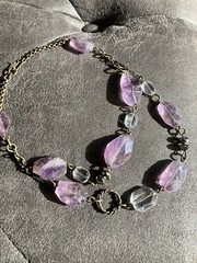 Genuine Ametrine Stone necklace. Faceted. Brass Chain Necklace. Rare.