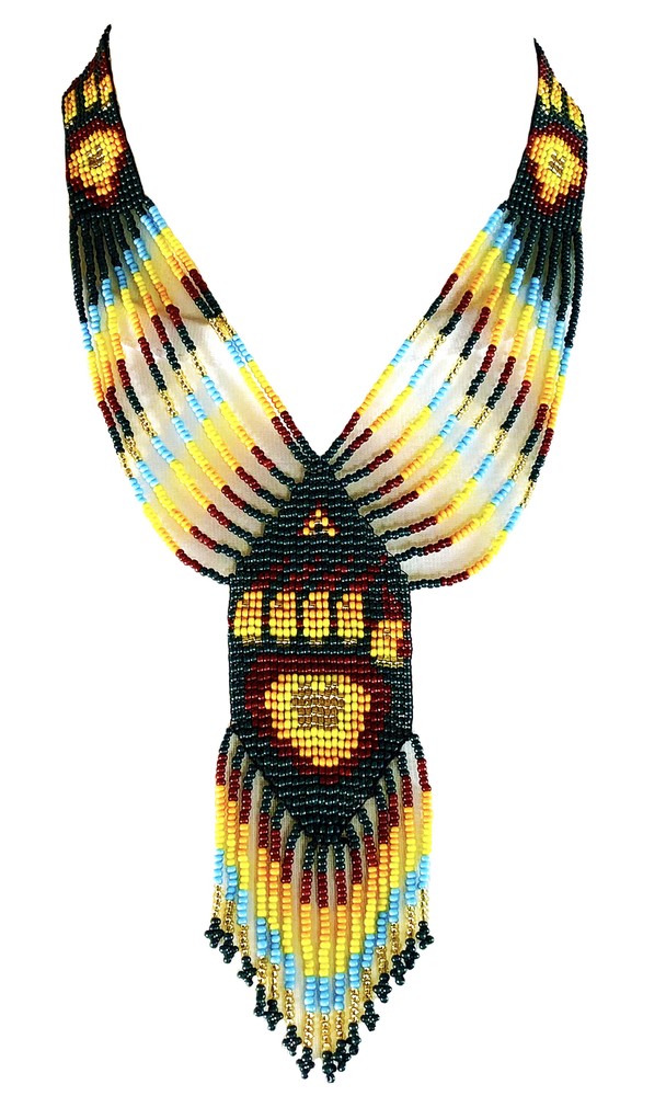 HANDMADE BEADED NATIVE STYLE INSPIRED BEAR PAW GREEN NECKLACE EARRINGS SET