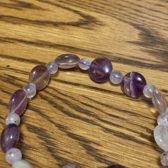 8mm Handmade Design Fluorite Bracelet Purple Fluorite Gemstone Reiki Healing 7″