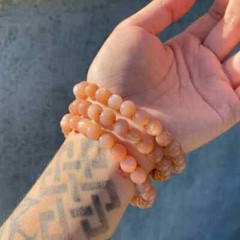 Natural Peach Moonstone Beads Crystal Healing Inner Peace Stretch Bracelet