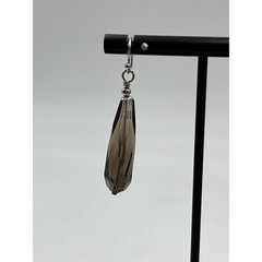 Artisan Sterling Silver Faceted Smokey Quartz Briolette Long Dangle Earrings