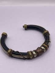 Artisan Handmade Genuine Leather Brass Copper and Silver Cuff Bracelet