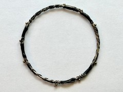 Vintage Artisan-made Bracelet Metal (Silver in color) and black, unique!