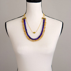 Lapis, Citrine & Olive Jade Layered Statement Necklace