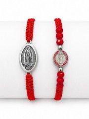 St. Benedict & Virgin Mary Bracelet Set Handmade Adjustable Red Cord Gift