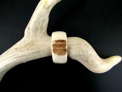 BROWN HANDCRAFTED OOAK SHED DEER, ELK ANTLER RING,SIZE 13 1/2, R-373