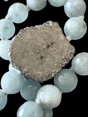 Hand Knotted Chan Luu Milky Aquamarine 39” Necklace With Pyrite Druzy