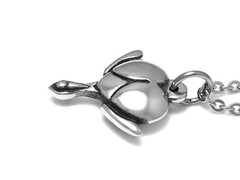 Bleeding Heart Necklace, Handmade Flower Pendant Nature Jewelry in Pewter