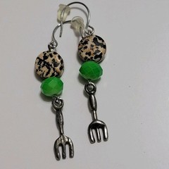 Gardening Charm Bracelet & Earrings Set Handmade Glass & Stone Beads