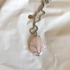 Jadenova Family Tree Wire Wrapped Rose Quartz Pendant And Necklace