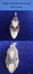 Sterling Silver Goddess Carved Double Moon Face Multi Gemstones Pendant 25pt494