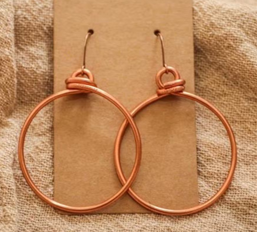 Pure Copper Healing Circle Circular Earrings Jewelry, Spiritual Kriya