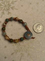 Ladies/Teen Gemstone And Leather Bracelet, 6.25”
