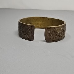 Solid Brass Large Cuff Artisan Unisex Statement Bracelet Vtg W/ Patina 5.4oz