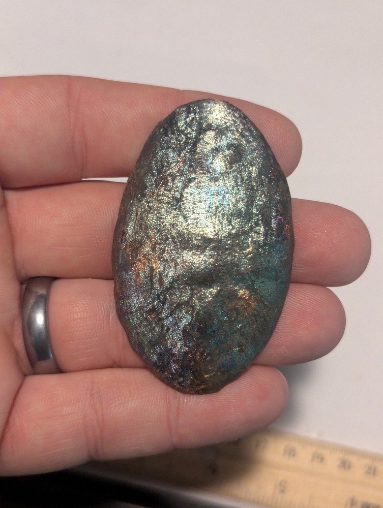 JMAT Handmade Rainbow Copper Large Oval Shield Brooch Lapel Pin