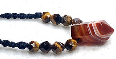 Carnelian Stone with Tiger eye faceted beads handmade adjustable necklace.