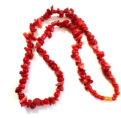Red Coral Branch Bead Necklace 10mm 18 inch