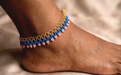 Guatemalan Volcano Anklet Handmade Boho Czech Glass Beads Beach Foot Jewelry