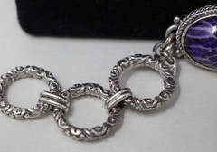 Sarda Bali Purple Coral 925 Sterling Toggle Bracelet 6.5- 8 Rare Unique Handmade