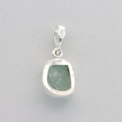 Natural Raw Cut Blue Green AQUAMARINE Pendant Rough 925 STERLING SILVER #902-Oe