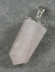 Natural Pink Rose Quartz Point Faceted Pendant .925 Sterling Silver 48mm #2