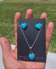 Sweetheart Sleeping Beauty Turquoise Sterling Silver Pendant Set