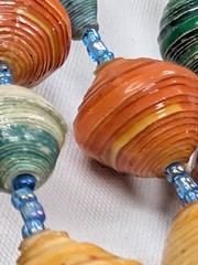 Colorful Handmade Paper Bead Multi Strand Necklace Recycled Paper Beads Boho
