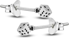 AeraVida 925 Sterling Silver Lucky 3×3 mm Dice Stud Earrings | Small,