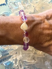 STACKABLE ENERGY BRACELET by Connie MOP HEART IRIDESCENT faceted CRYSTAL PURPLE