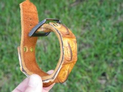 Bracelet cuff genuine Alligator horn Bison leather tobacco adjustable 6.5 to 7