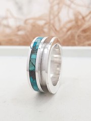 Sterling silver equestrian ring with crushed Turquoise | RG887842