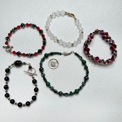 Vintage Beaded Bracelet Lot Stone Glass Crystal Goldfilled Sterling Pewter