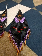Tribal Earrings Native Large Boho American Seed Beads Handmade Earring