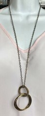 Fashion Jewelry Necklace Pre-owned 31″ dark multi gold tones 2.75″ pendant