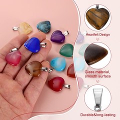 10Pcs Heart Stone Pendants 20mm Love Heart Pendants Brown Love Charm